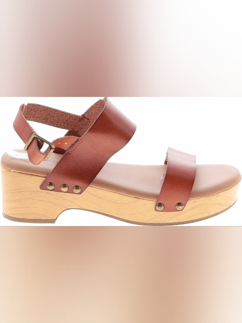 Torrid Brown Leather Wood-Effect Platform Sandals strappy With Cusion Soles 7.5w - Picture 3 of 3